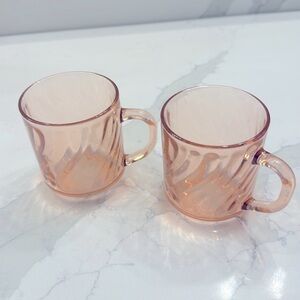 Vintage Pink Rosalind depression glass mugs